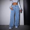 High-Waisted Butterfly Print Casual Jeans