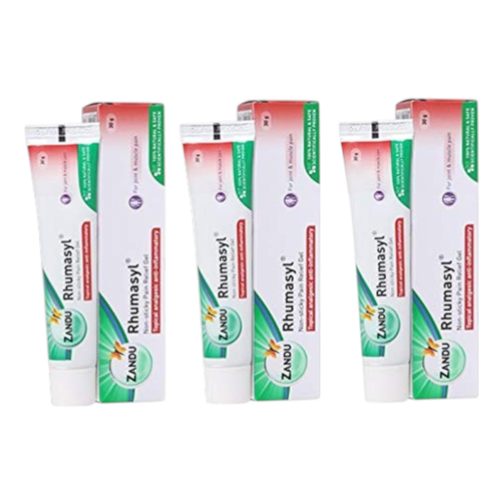 

Zandu Rhumasyl Pain Relief Gel 30 ml Pack Of 3 Joint Muscle Comfort Soothing Massage Gel Fast Absorbing Non Greasy