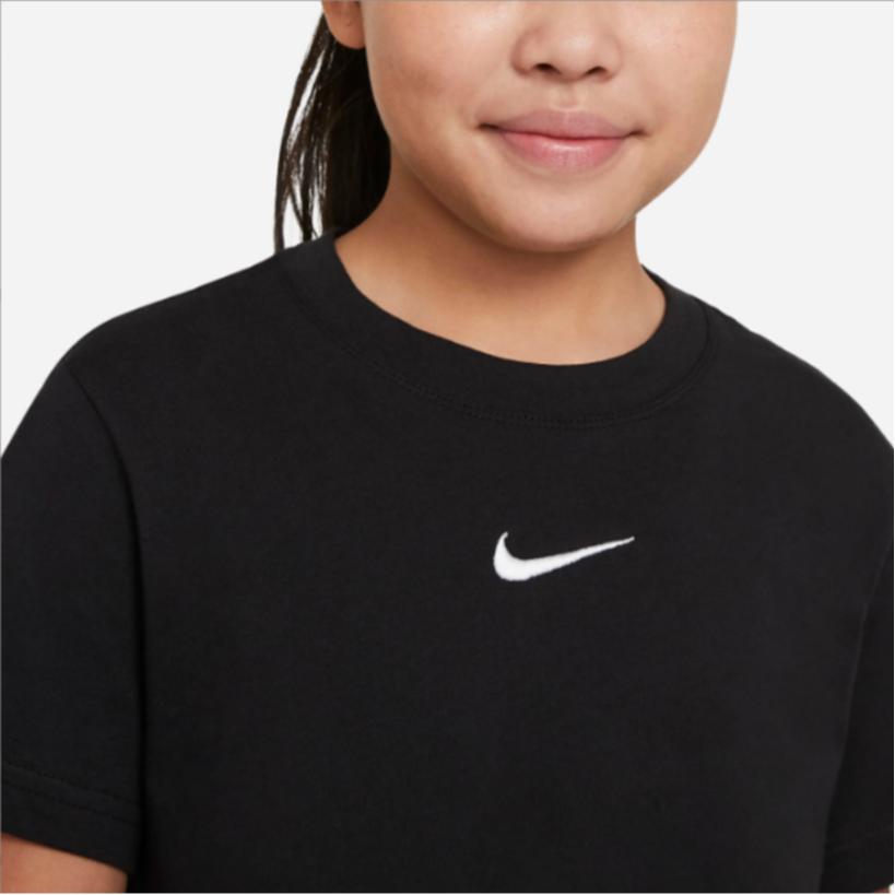 Nike Sportswear Solid Logo Ribbed Crew Neck Short Sleeve T-Shirt Kids Tops Black DA6918-010