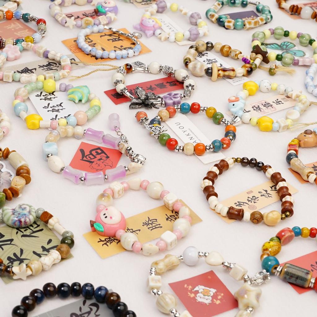 Ceramic beaded bracelet small fresh ancient style national style simple bracelet summer