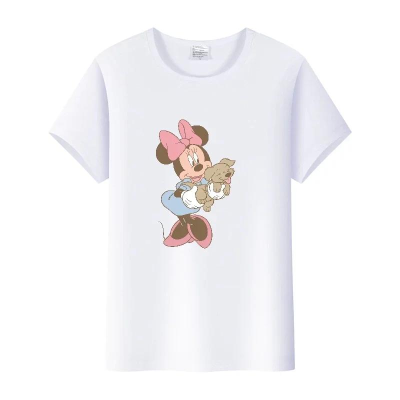 Fashion Disney Cartoon Men Tshirt Female Tops Summer Women Short Sleeve T-shirt Gothic Tee Ladies Mickey Mouse Graphic Clothes