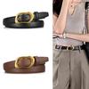 Women's Alloy Buckle Belt Versatile Leather Belt Simple Design Summer Dress Belt European American Dress Accessory
