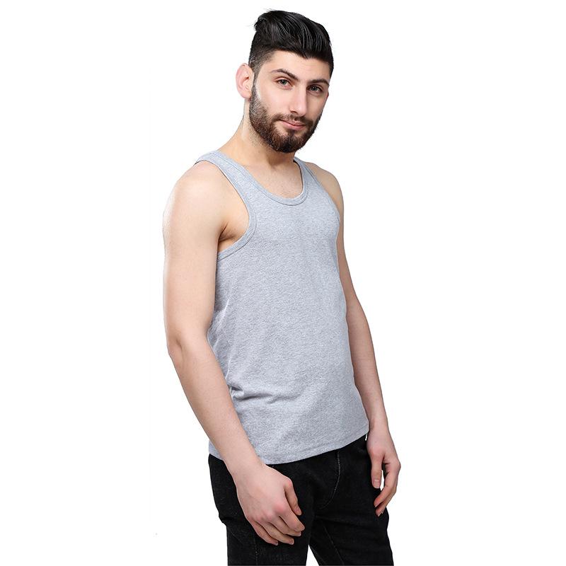 Cotton Men s Vest Sports Vest Men s Casual Vest Cotton Men s Bottom Tank Tops L серый