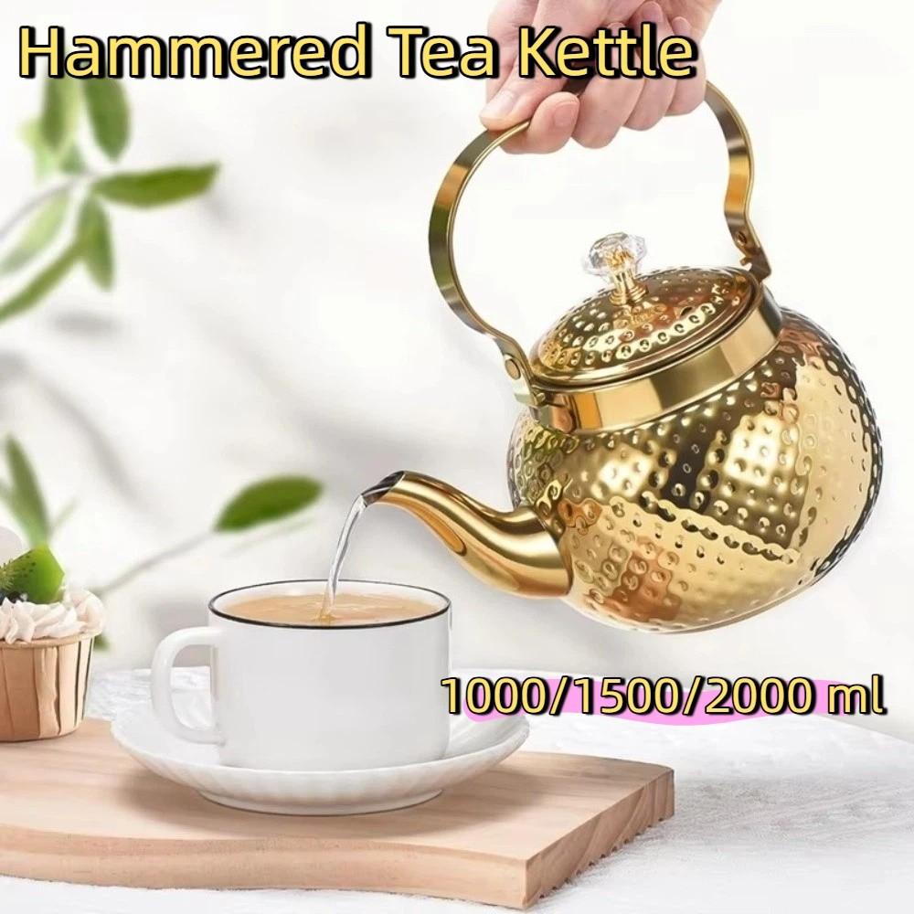 Thickened Hammered Tea Kettle with Strainer Coffee Pot Portable Loose Leaf Teapot  Office