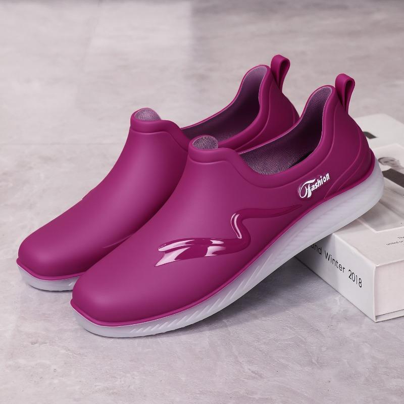 Shallow Rain Shoes Women's Fashion Adult Low-top Rain Boots Short Tube Non-slip Waterproof Shoes Soft Sole Kitchen Work Shoes