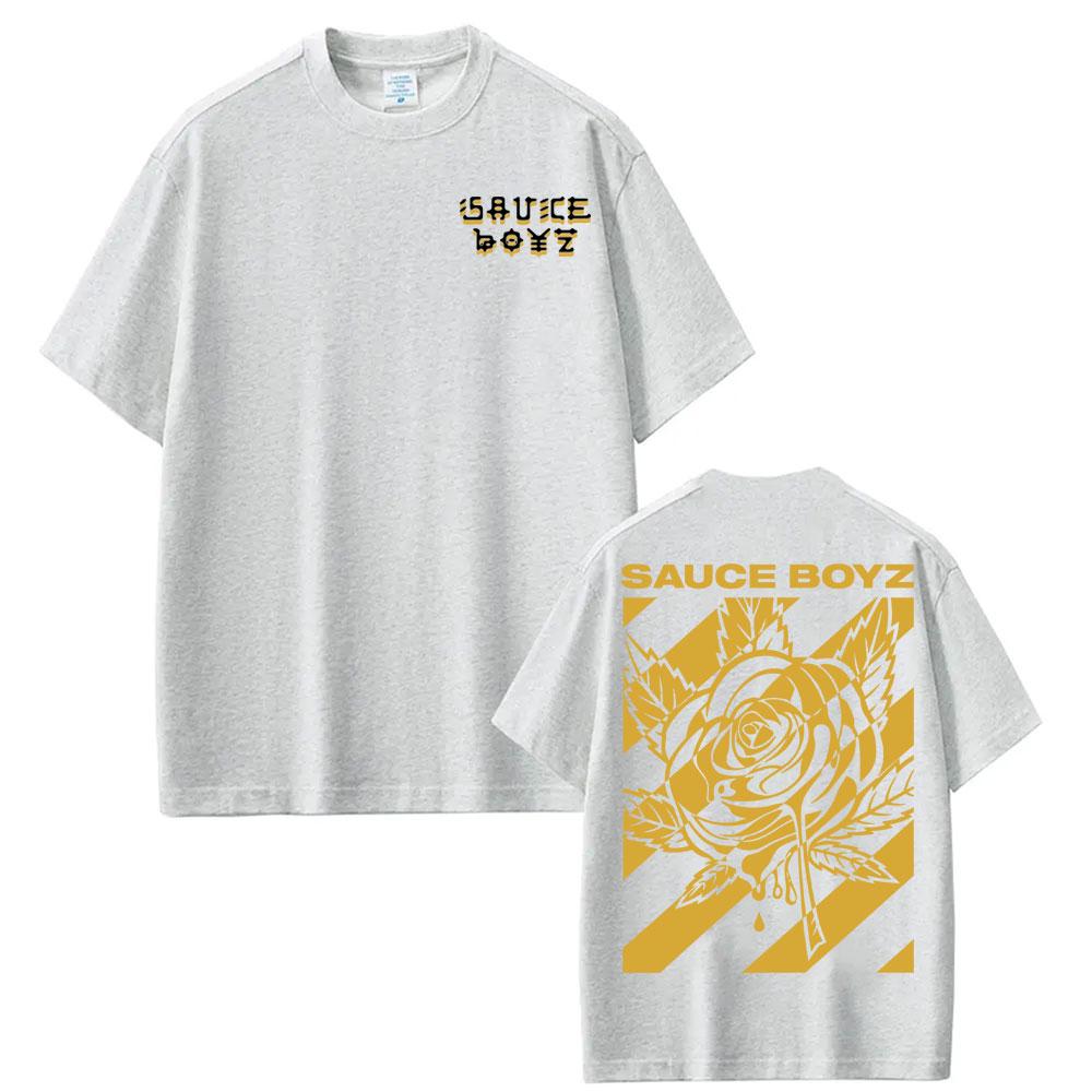 2025 Summer Rapper Eladio Carrion Sauce Boyz Album Printed Tshirt Mens Casual Cotton Loose Tshirt Fashion Hiphop Retro Top