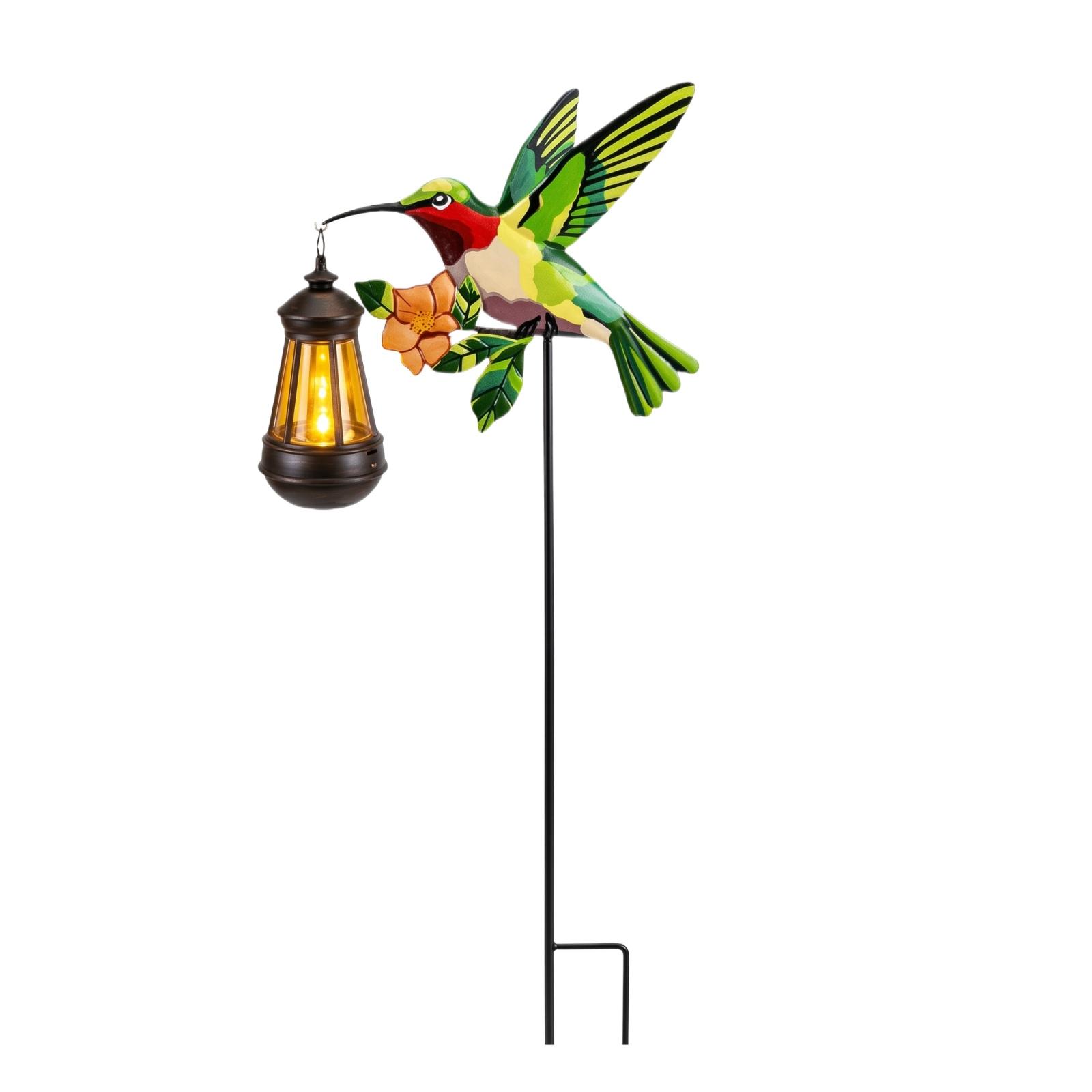 

Solar Powered Hummingbird Lantern Outdoor Metal Garden Stake Light Decorative Pathway Yard Lamp for Landscape Lighting One Size