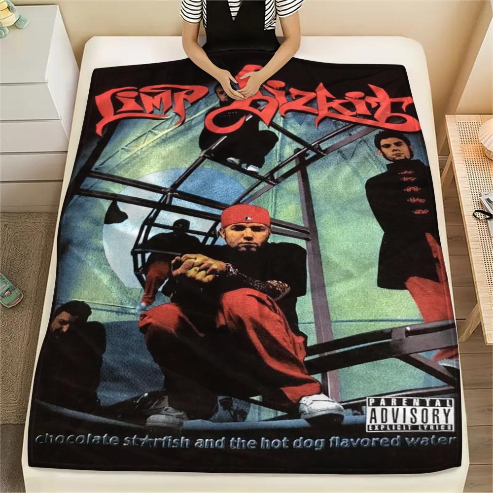 1PC Limp Bizkit Print Flannel Blanket, High quality Comfortable for All Seasons, Home Decor, Warmth and Comfort, Perfect for Christmas Gifts