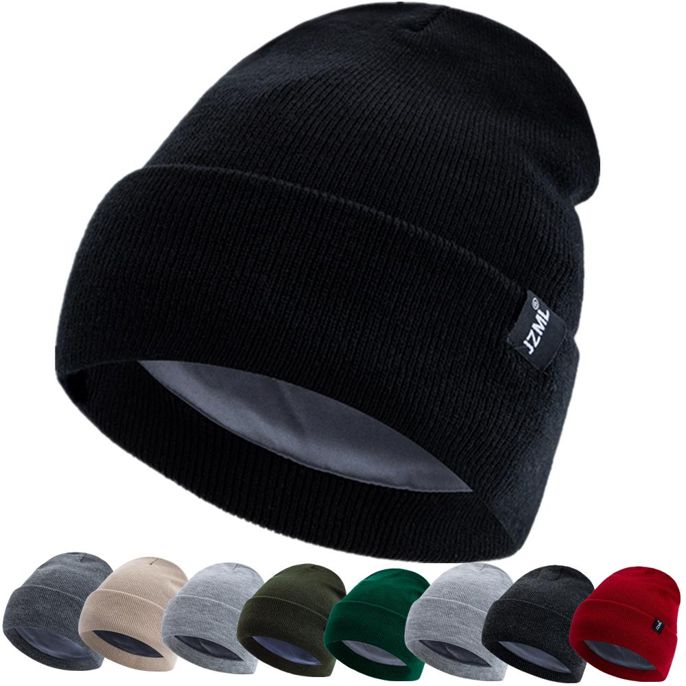 New Style Letter Plush Satin Lined Beanie Hat Autumn&Winter Hats For Men And Women Outdoor Knitted Hats