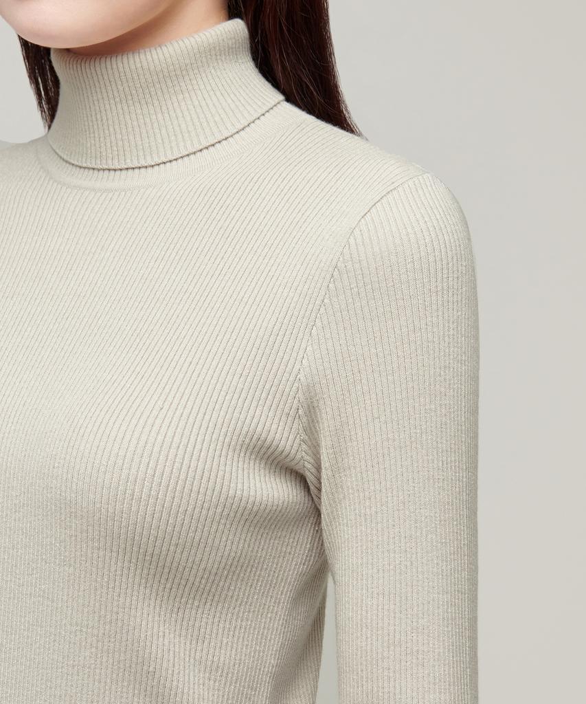 MUSINSA STANDARD WOMAN Women'S Ribbed Slim Turtleneck Knit [Light Grey]