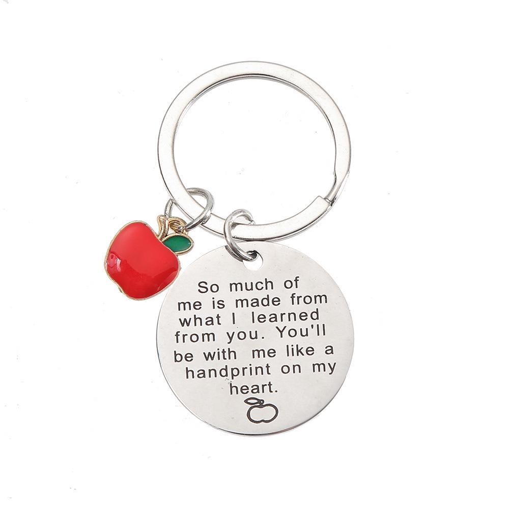 Stainless Steel Teacher's Day Apple Bee Keychain - Thank You Gift