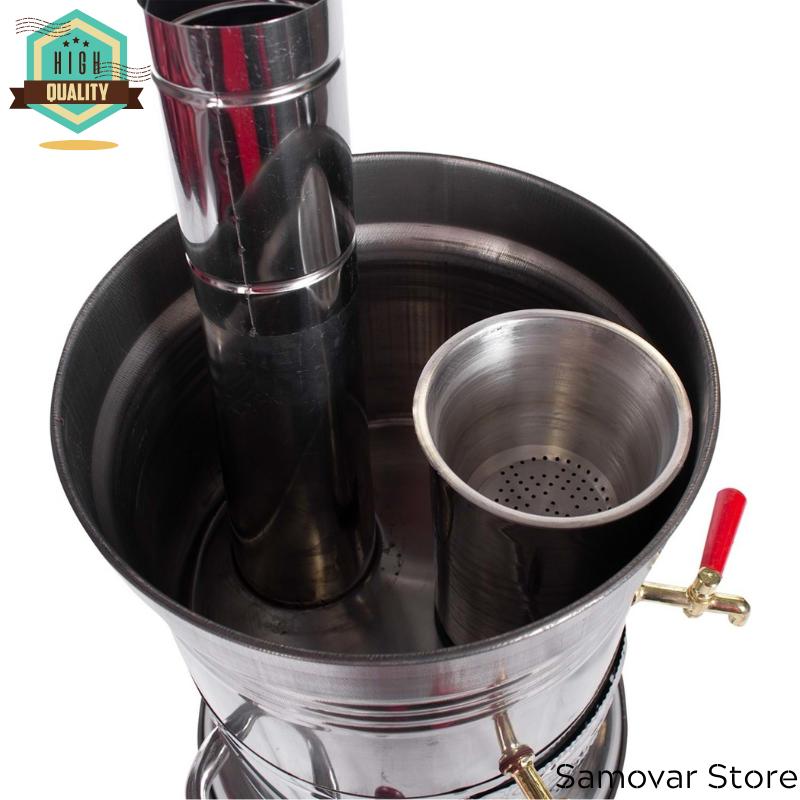 Încălzitor ceainic din oțel inoxidabil de 10 litri Accesorii ceai ceremonie ceai multicooker samovar pe lemn Fierbător camping Pereche ceai