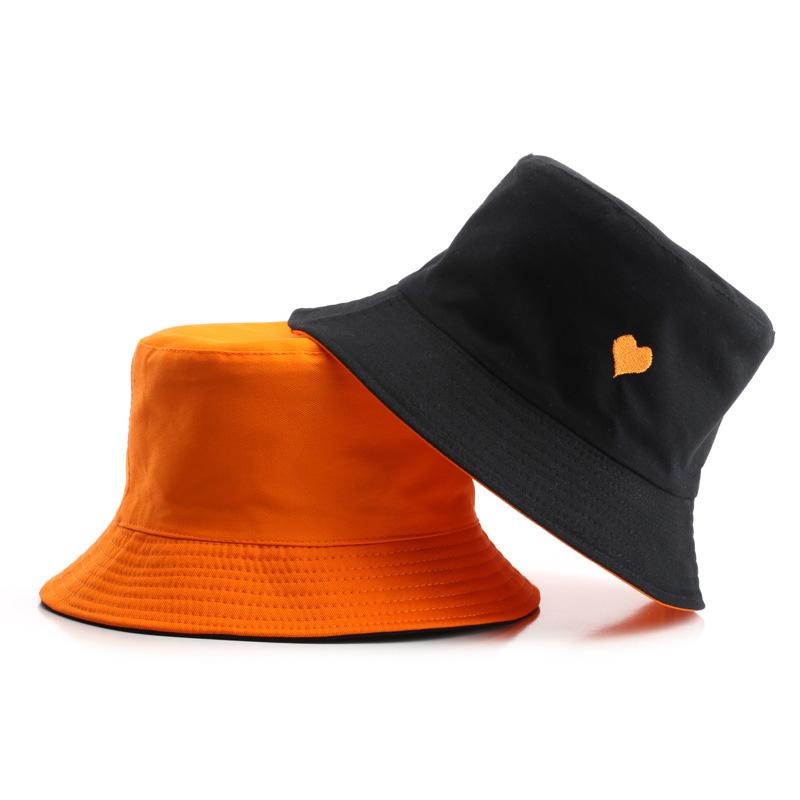 

RICYGVM Embroidery Love Bucket Hat For Women Double Sided Fisherman Hats Couple Cotton Outdoor Sun Visors Solid Color Basin Cap One size