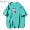 Shellsuning Oversized bavlněná trička s grafikou Muži Léto Měkké Trička s krátkým rukávem Dámská Móda Univerzální pulovry Dámské