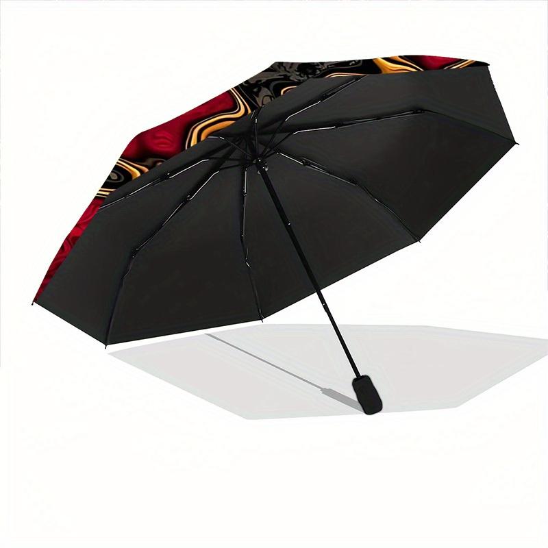 1pc Abstract Patterns Automatic Open/close Folding Compact Umbrella, 8 Rib Sturdy Canopy, Lightweight Portable, Everyday Use, Gift,,104