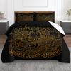 Delta Blues Guitar Musician 3 Piece Bedding Set, Gold Line Art Soulful Duvet Cover Set for Music Lover Men Bedroom Decor