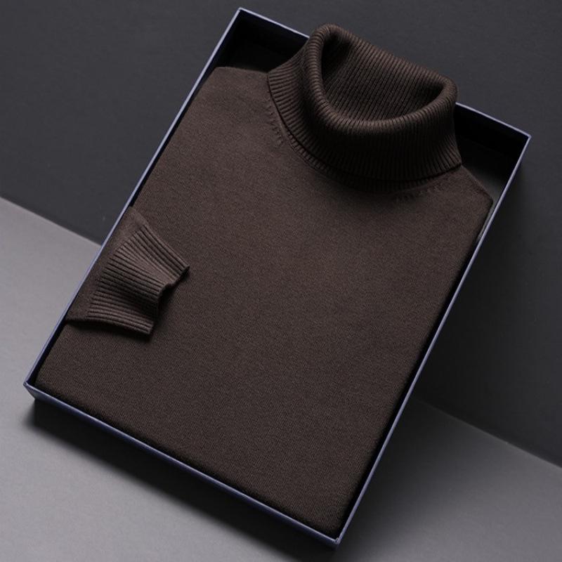 Men's High Neck Knit Sweater - Warm & Versatile Long Sleeve for Autumn/Winter