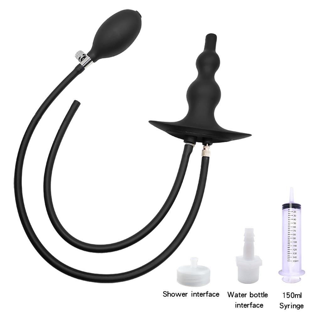 Water Spray Inflatable Anal Plug Anal Enema Cleaner Anal Expander Rear Court Pull Bead Anal Plug Adult SM Alternative Sex