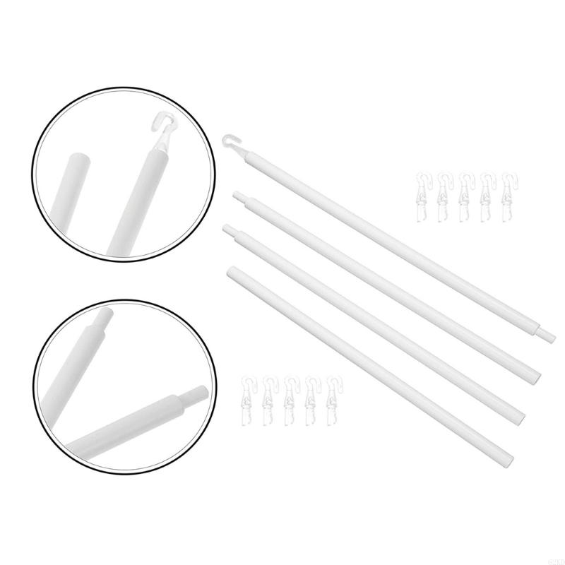 62KD Vertical Blind Wand Set, 46.06Inch White Plastic Rod Hook Handle Blind Rod