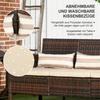 Rattan Sofa with Cushions, Three-Seater, Garden Lounge Sofa, Steel, Brown, 173 x 68 x 78 cm