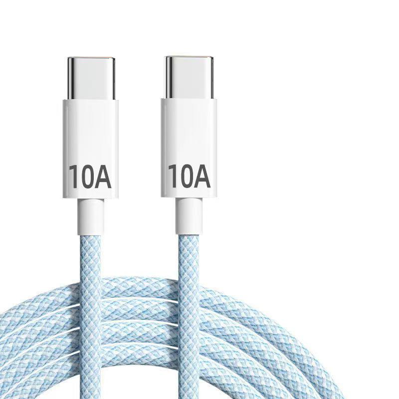 120W Fast Charging 10A Braided Data Cable for Apple 15/16 & Huawei Dual Type-C Devices
