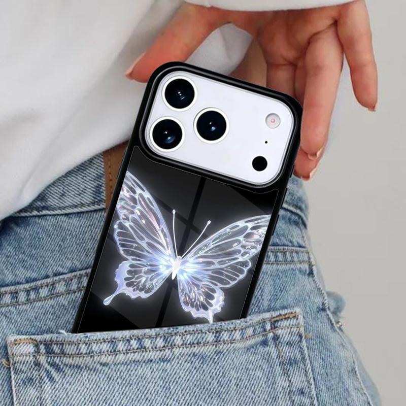 Glowing Butterfly Phone Case for iPhone 16e 15 14 13 12 17 Pro Max Plus Air 17pro Cover Coque