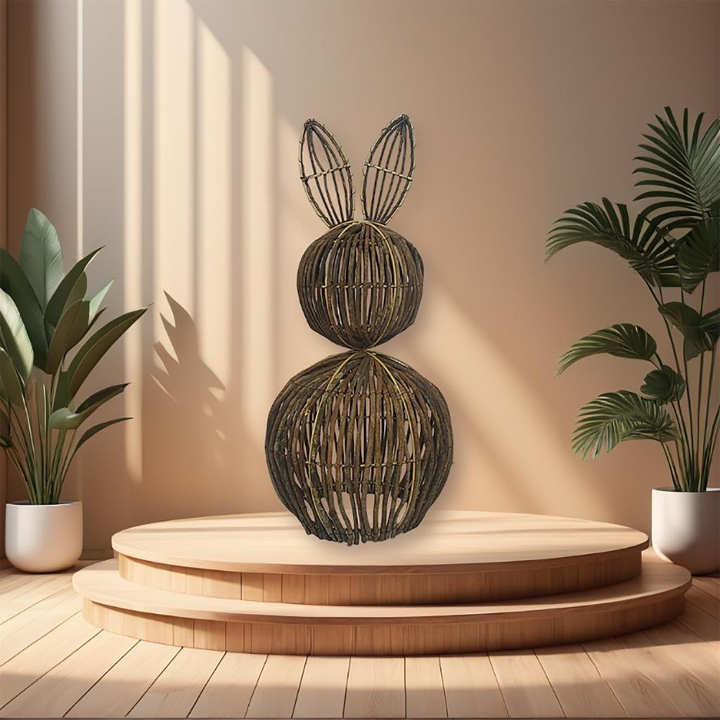 Natural Rattan Handwoven Bunny Easter Woven Basket