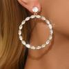 Large Circle Earrings Women Statement Geometric Dangle With Rhinestones Stainless Steel Post Alloy Lightweight