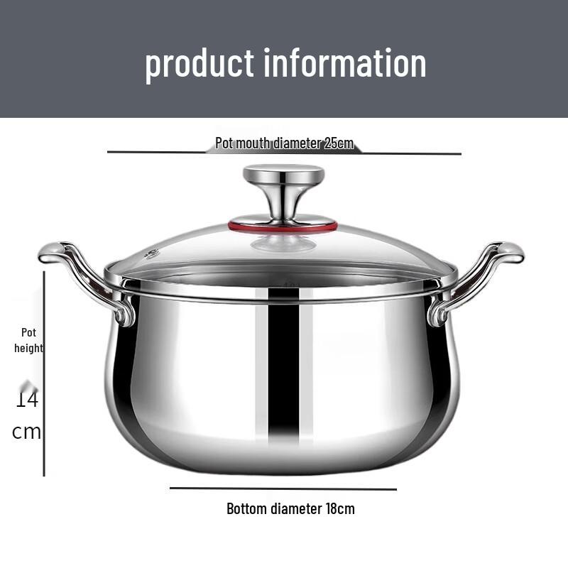 24CM Thickened Stainless Steel Universal Soup Pot