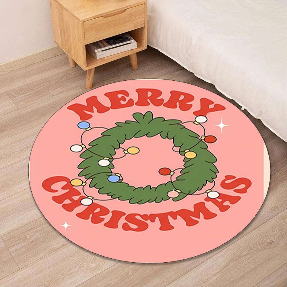 Christmas Printed Round Rug Carpet Chair Rug Area Rug Entryway Doormats,for Office Chair Living Room Bedroom Kitchen Room.