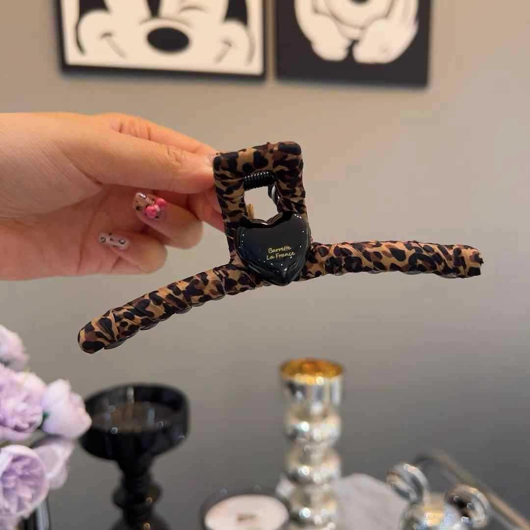 Korean Leopard Print Temperament Hair Claw Clip for Bun