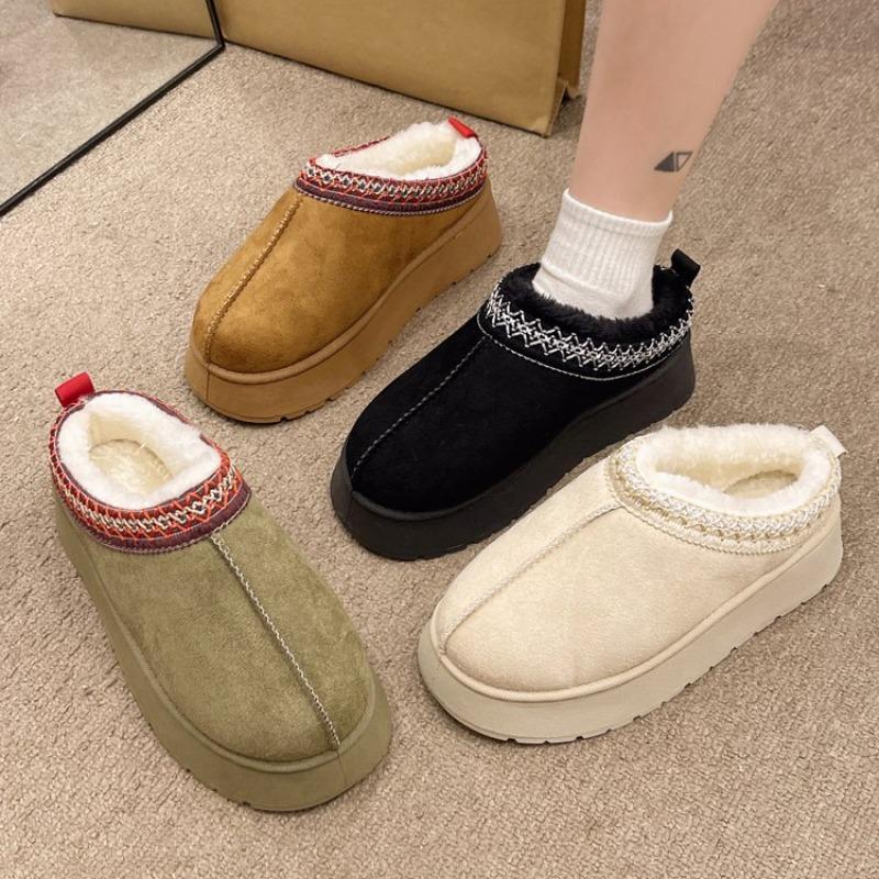 

Winter new Mao Mao mouth snow boots women s thick-soled short tube thickened one pedal lazy light cotton shoes 43