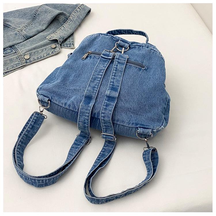 2025 Fashion Washed Denim Versatile Backpack: Crossbody and Casual Schoolbag for College Students