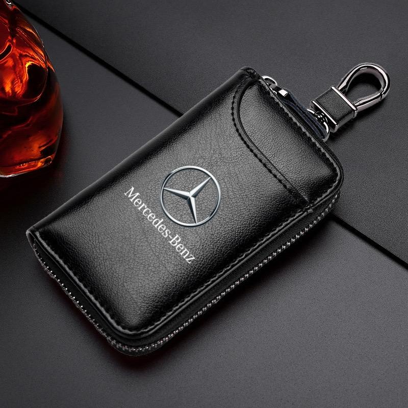 

GLC GLB Брелок из натуральной кожи Многофункциональный кошелек Чехол для автомобильного ключа Мешочек для ключей Для Benz C180 C300 W124 W176 W177 C200 C260 GLC C чёрный