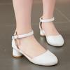 *Summer New Comfortable Children's Casual Shoes Fashionable Elegant Round Head Soft Princess Baotou Middle Heel Sandals