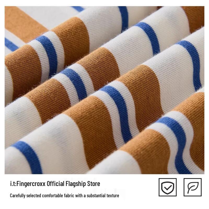 Fingercroxx Men's Striped Color-Blocked Short Sleeve T-Shirt