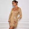 Womens Sequin Cocktail Dress Square Neck Short Party Gown Elegant Lady Style