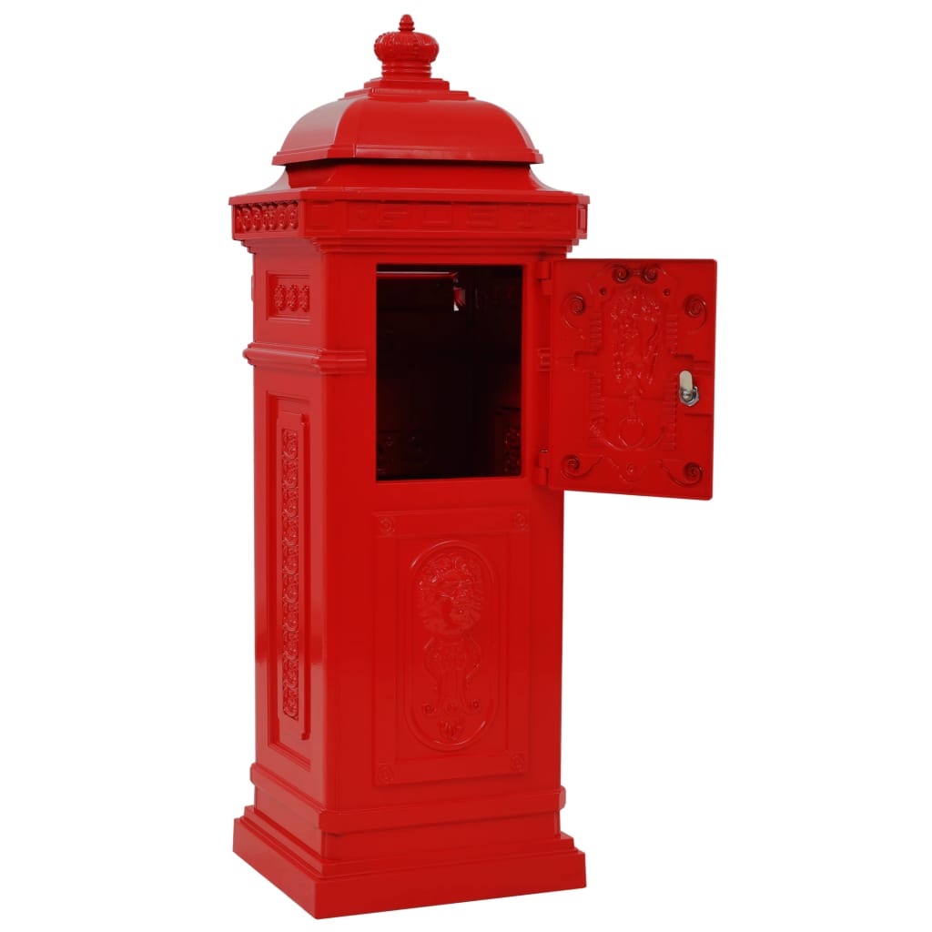 Aluminium Kolom Brievenbus Vintage Stijl Roestbestendig Rood