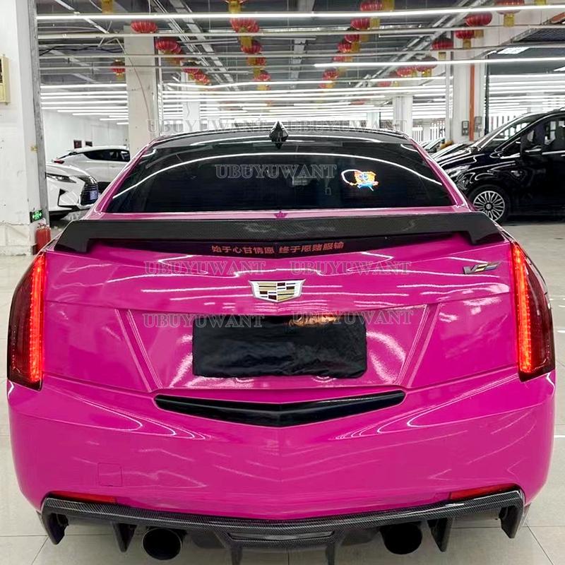 kypxz5 Carbon Fiber Look ABS Plastic Rear Boot Spoiler For Cadillac ATS Sedan 4 Door 2015 -2019 Rear Trunk Lid Trim Wings Spoiler