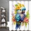 Cute Parrot Floral Shower Curtain, Bathroom Decorative Shower Curtain, Waterproof Shower Curtain with Hooks