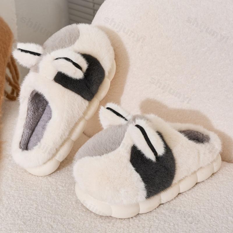 Fashion Cute Women Plush Shoes Autumn Winter New Fashion Thicken Men Indoor Home Shoes Warm Non-slip Comfortable Couple Cotton Slippers