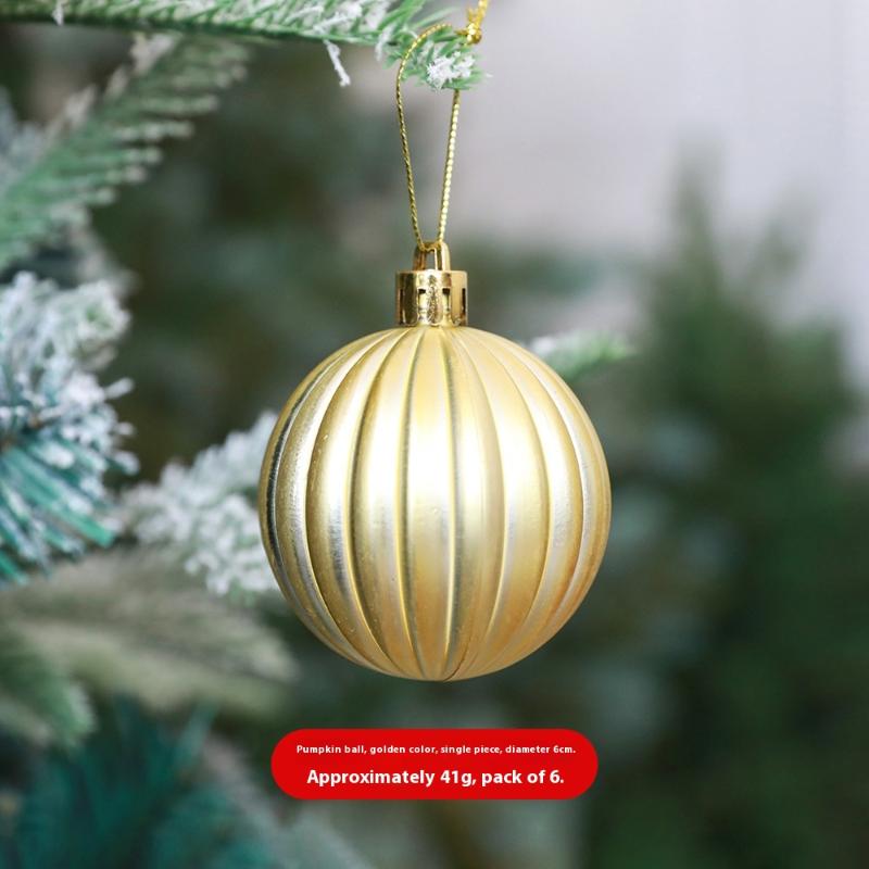 6pcs/set Christmas Ball Champagne Pumpkin Ball Xmas Decorative Hanging Ornaments Party Christmas Spheres Pendant