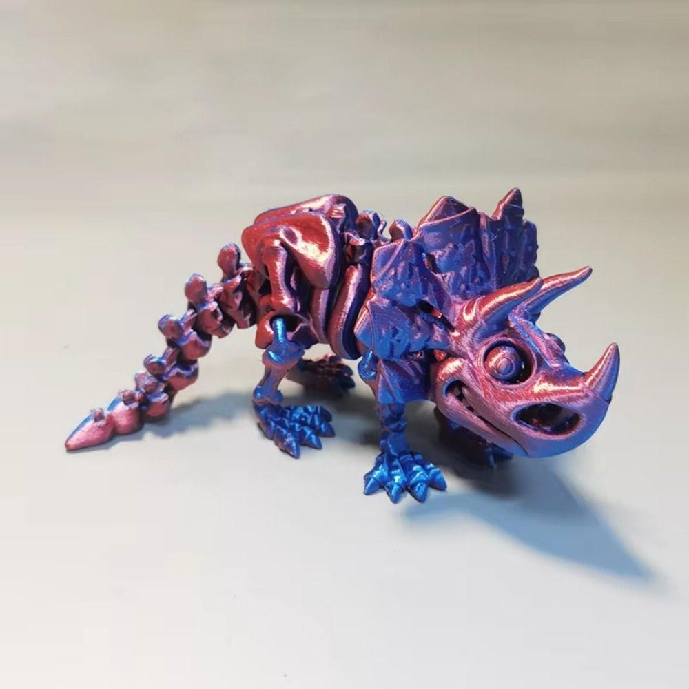 Big Mouth 3D Printed Triceratops Candy Color 3D Articulated Dinosaur Toys  Landscaping Decoration