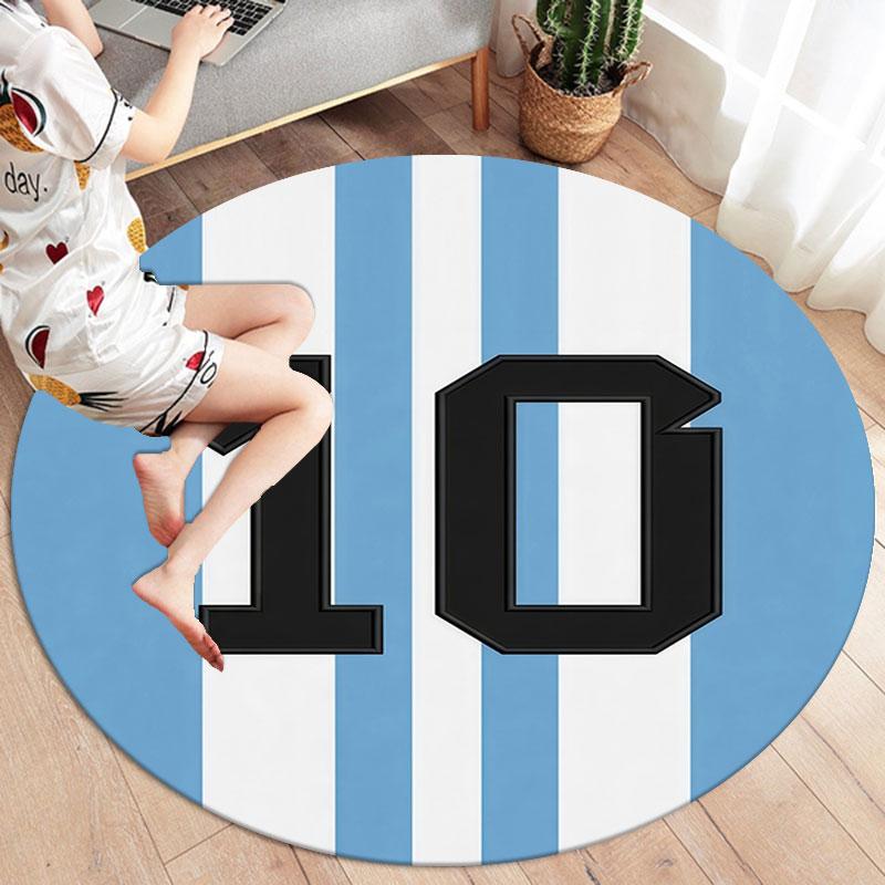 Lionel Messi Round Area Rug,Carpet Rug for Living Room Bedroom Sofa Playroom Decor,Non-slip Floor Mat