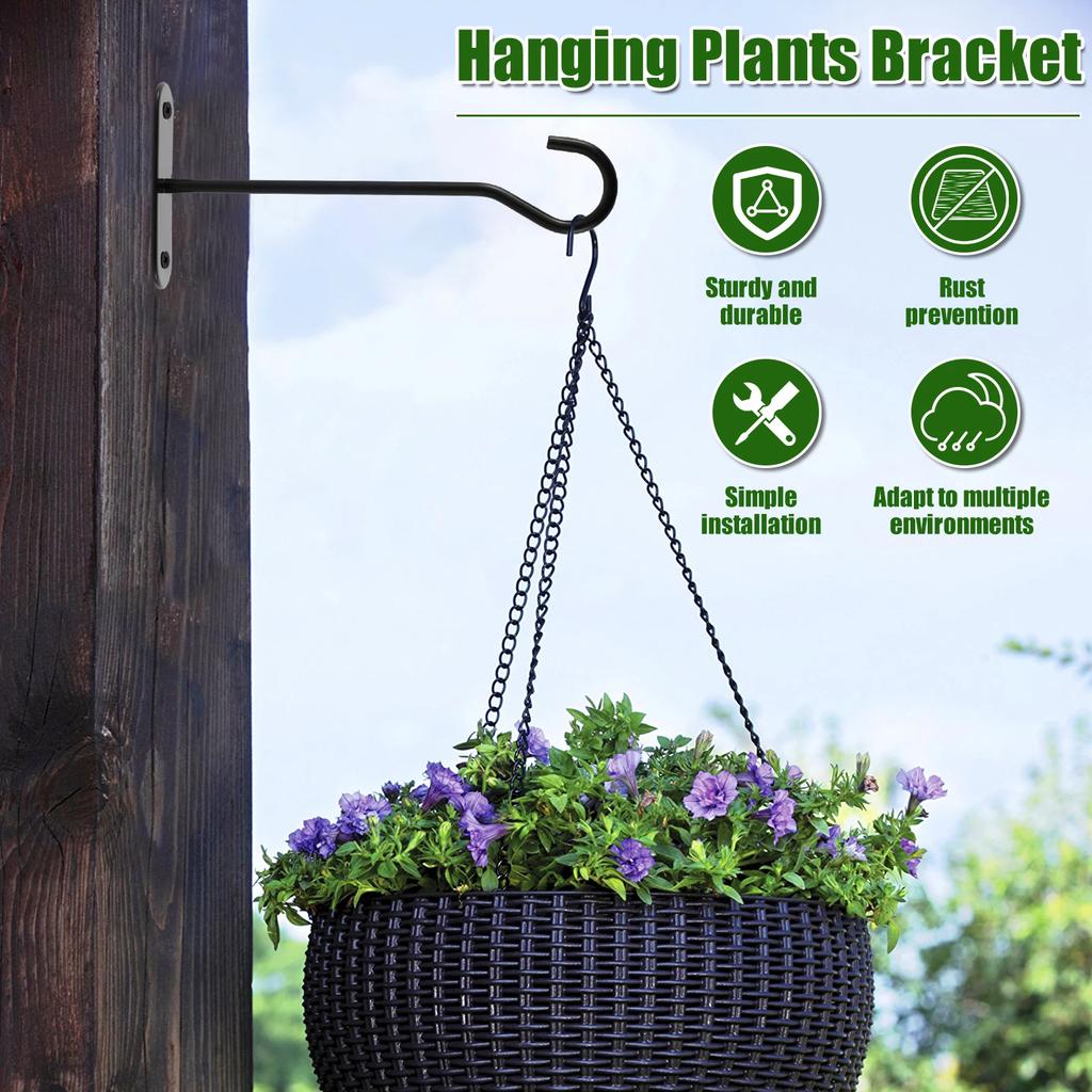 4Pcs Metal Plant Hooks Wall-Mounted Hanging Basket Hooks for Outdoor Bird Feeders Planter Lanterns Wind Chimes Home Decoration