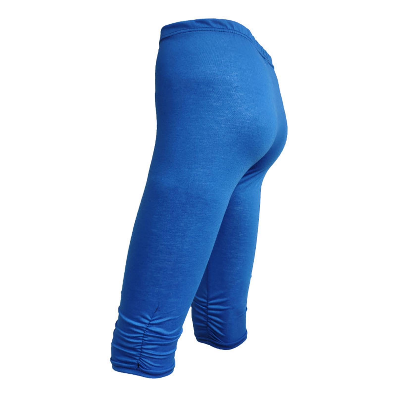 Damen Crop Baumwolle Schlankmachend Sommer Oberbekleidung -Farbe Leggings L blue