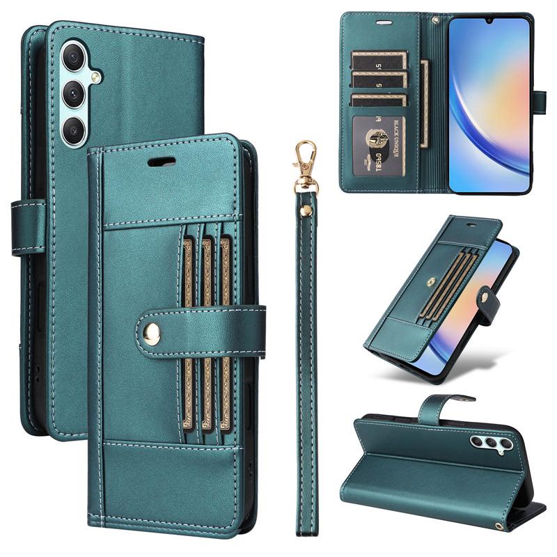 Clamshell Leather Wallet Case For Samsung Galaxy A55 A35 A25 A15 A14 4G A04 A05s A34 A54 5G Flip Cover Phone Cases all-inclusive