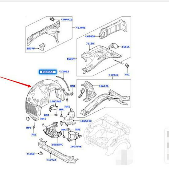 Vorderer innerer Radkastenverkleidung für 2010-2013 Land Rover Range Rover (LR015040/LR015038)