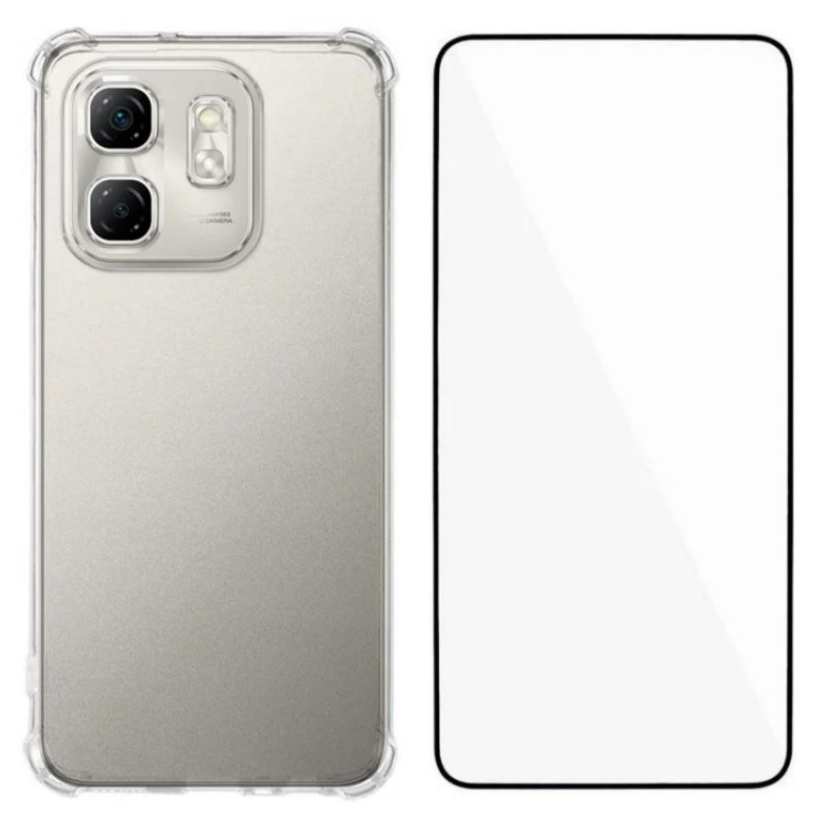 

For Infinix Hot 50i 4G TPU Case WANLONFENG WL3 Series 1.5mm Phone Cover with Tempered Glass Film Transparent