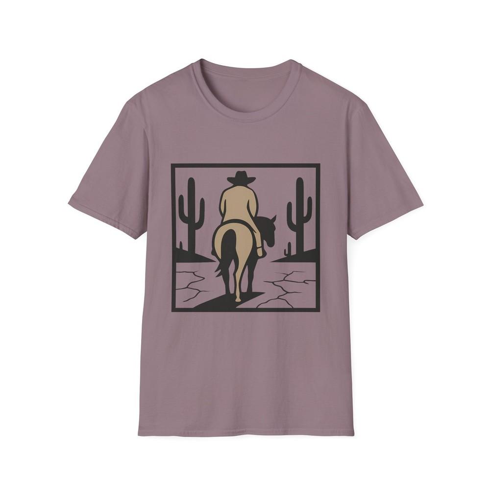 

Unisex Softstyle T-Shirt Western Cowboy Horse Desert Solitude Graphic Tee L
